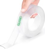 EZlifego Double Sided Tape Heavy Duty, Extra Large & Tough Adhesive Mounting Tape, Multipurpose Nano Tape Picture Hanging Strips, Removable Sticky Poster Tape for Walls Decor Carpet Tape(Clear,9.85FT)